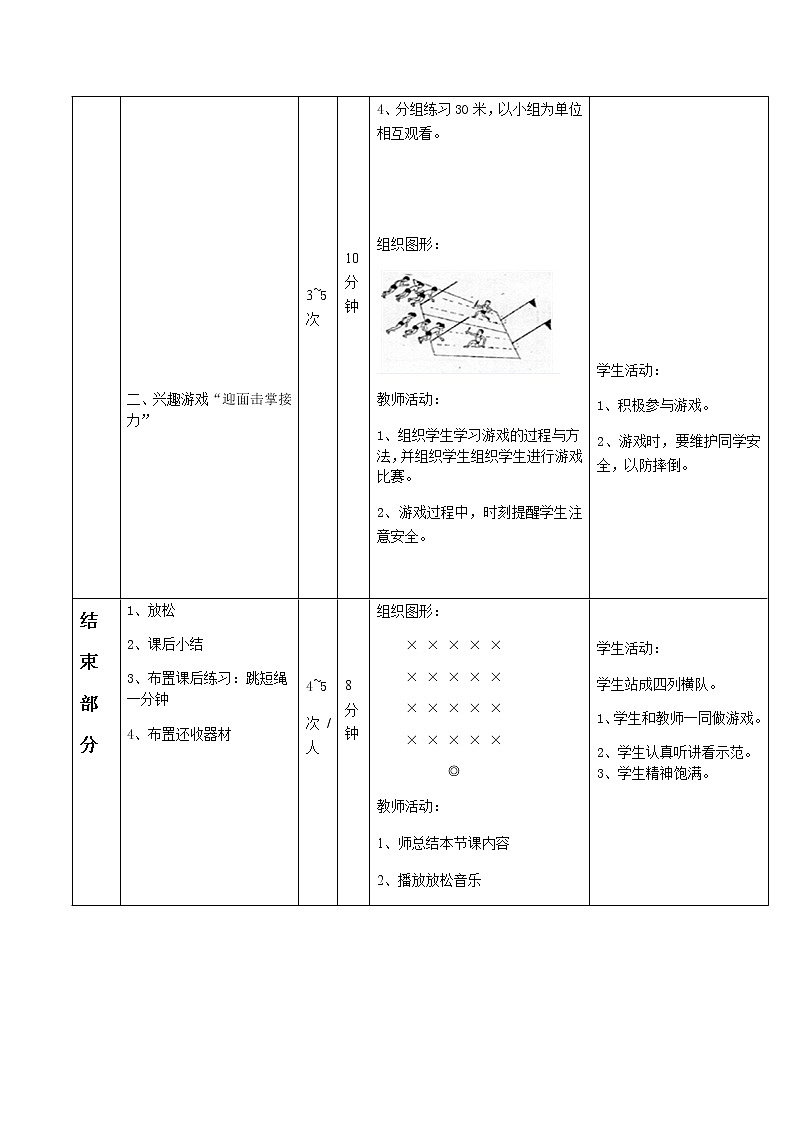 20秋人教版小学三四年级体育与健康《跑》word公开课教案03