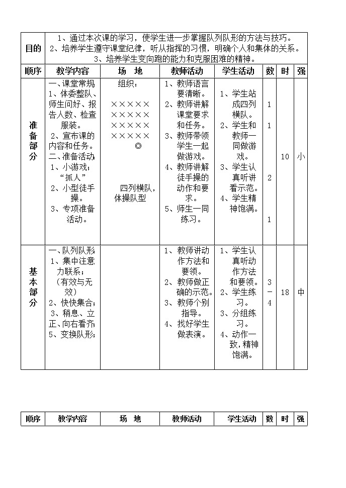 小学四年级下册体育教案(全册)03