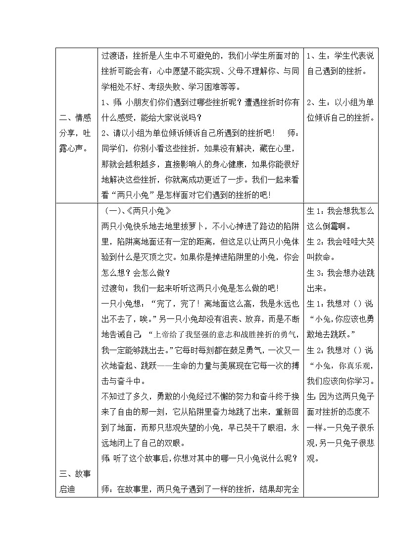 北师大版三年级上册心理健康-5《冷静面对失败》 教案第2页