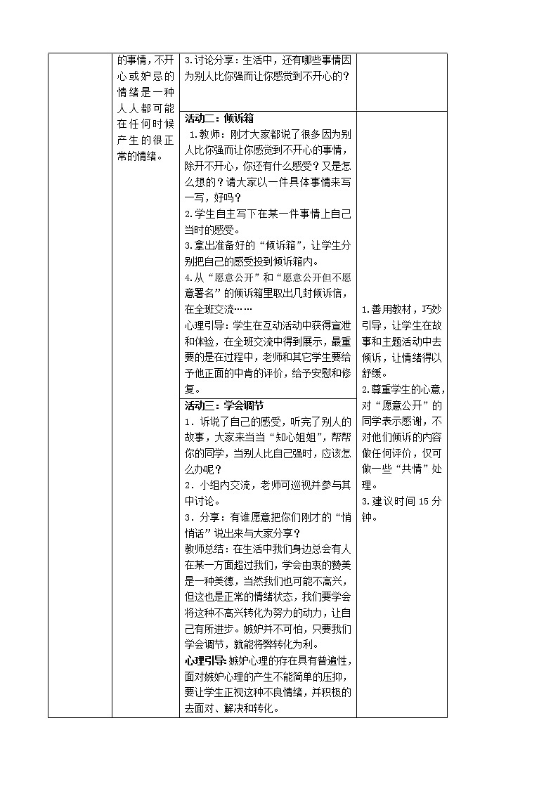 鄂科版三年级心理健康 第9课 当别人比我强 教案02