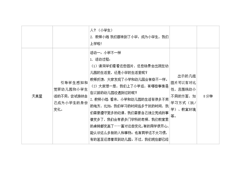 第一课 我上学啦 教学设计-一年级全一册小学心理健康（南大版）教案第3页