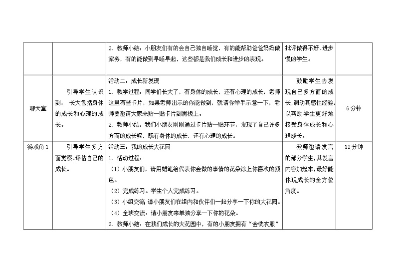 第十三课  我已经长大了 教学设计-一年级全一册小学心理健康（南大版）教案第3页