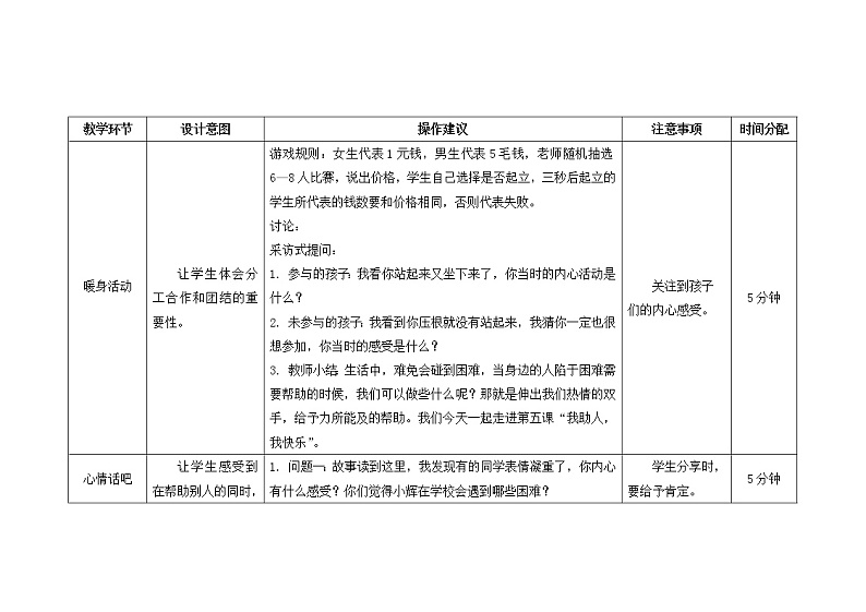 南大版心理健康五年级 5.《我助人，我快乐 》课件+教案02