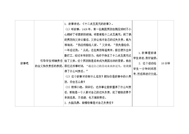 南大版心理健康五年级 16.《我会负责任》教学设计第3页