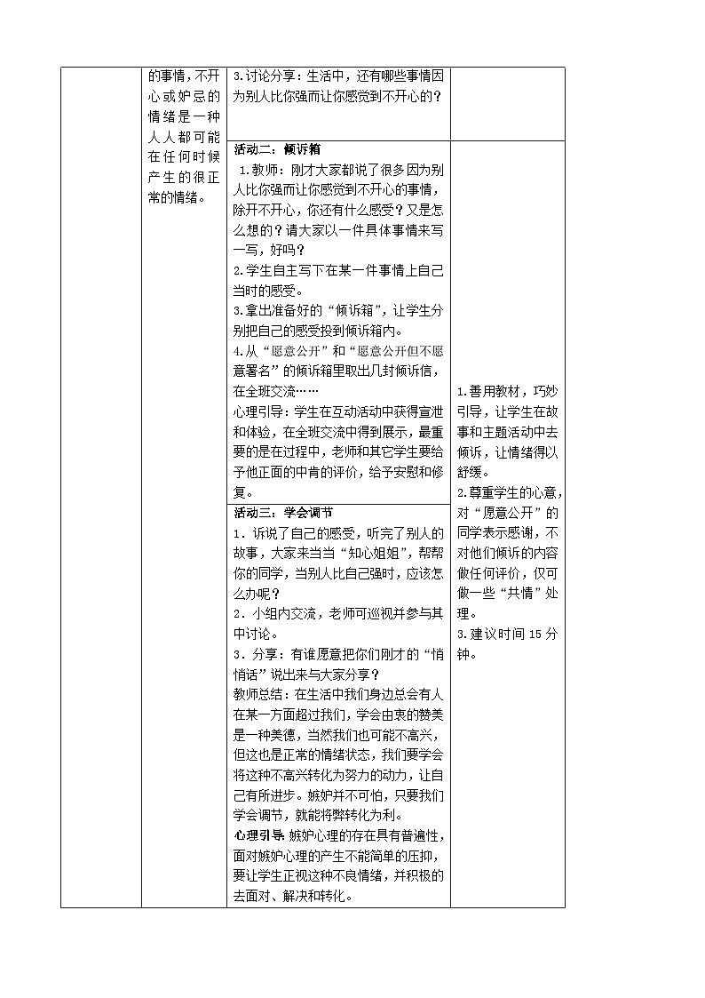 【核心素养】鄂科版 小学心理健康教育 三年级全册 9当别人比我强 教案第2页