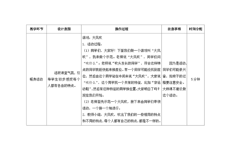 南大&北师大版一年级心理健康第四课  我喜欢我自己 教案教学设计第2页