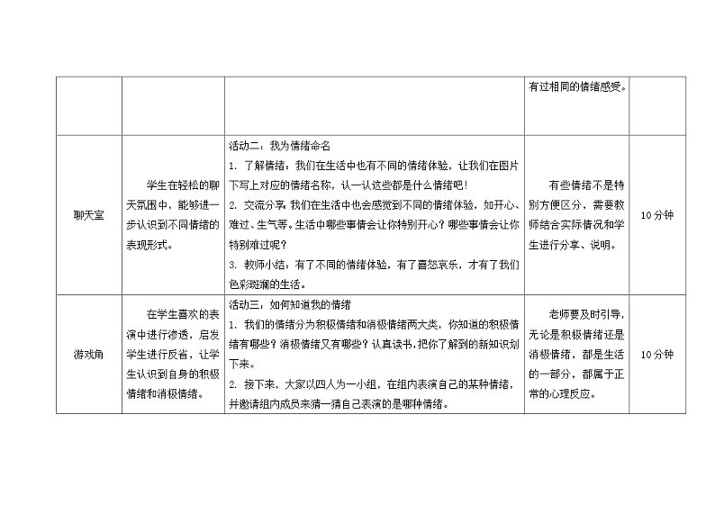南大&北师大版一年级心理健康第七课  情绪小世界 教案教学设计03