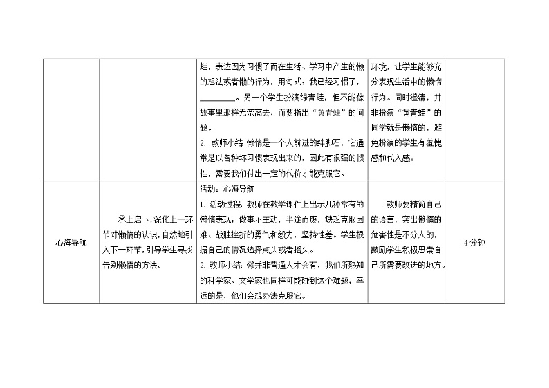 南大&北师大版四年级心理健康第四课告别懒惰教案第3页