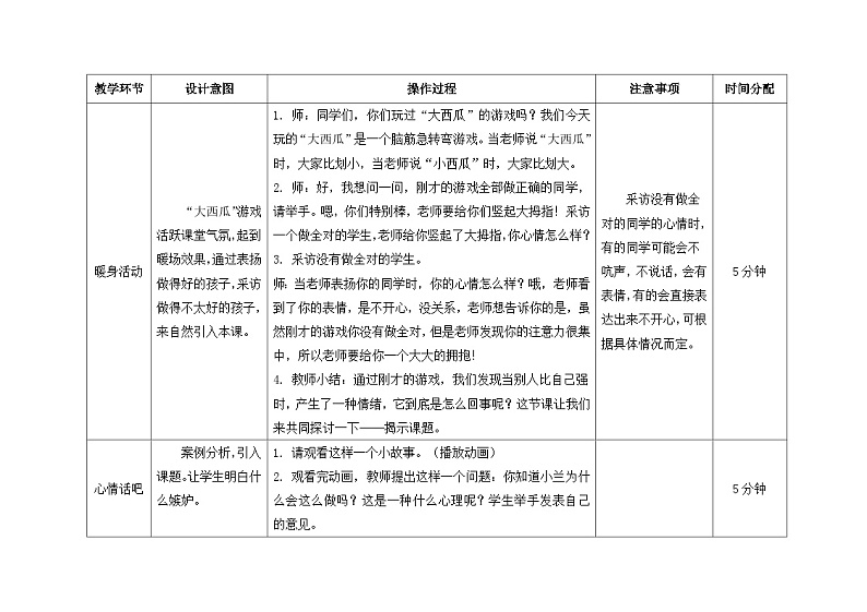 南大&北师大版四年级心理健康第十二课如果别人比我强教案02
