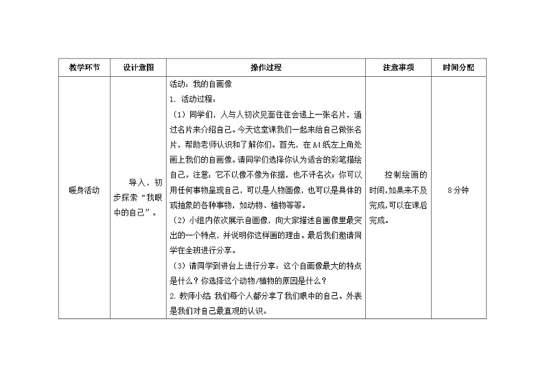南大版心理健康五年级 1.《 了解真实的自己》教学设计第2页