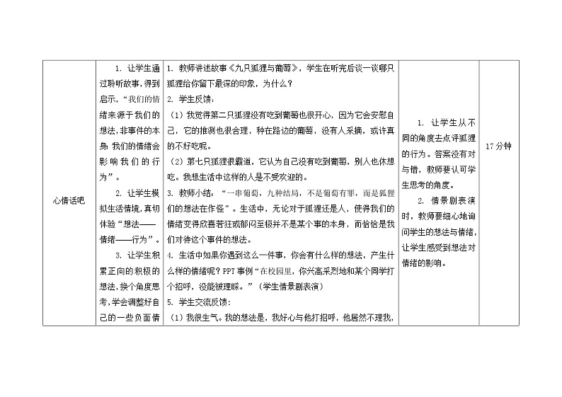 南大版心理健康五年级 4.《 与情绪交朋友》教学设计03