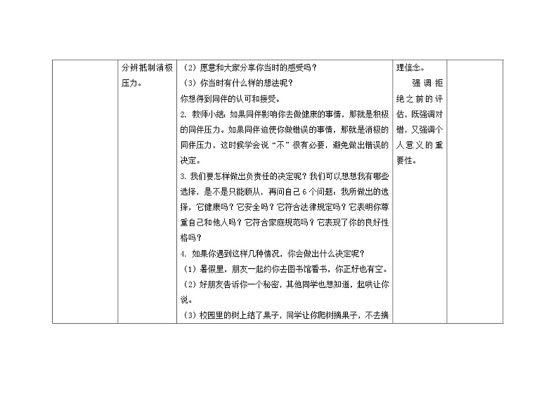 南大版心理健康五年级 13.《 学会说“不”》 教学设计03