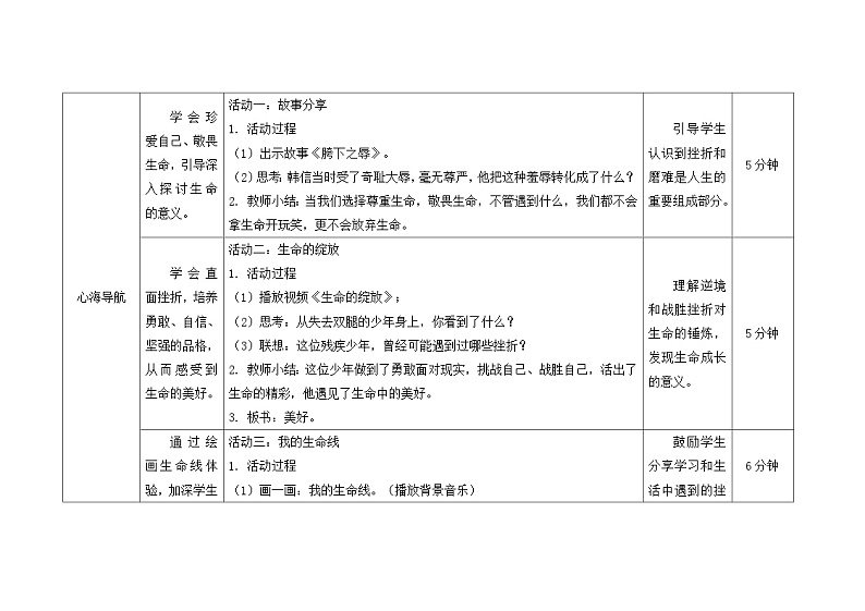 南大版心理健康六年级13.《珍爱自己》教学设计第3页
