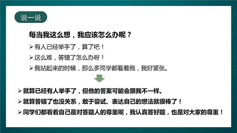 北师大版心理健康一年级下册 11.《勇于举手发言》 课件+教案+素材07