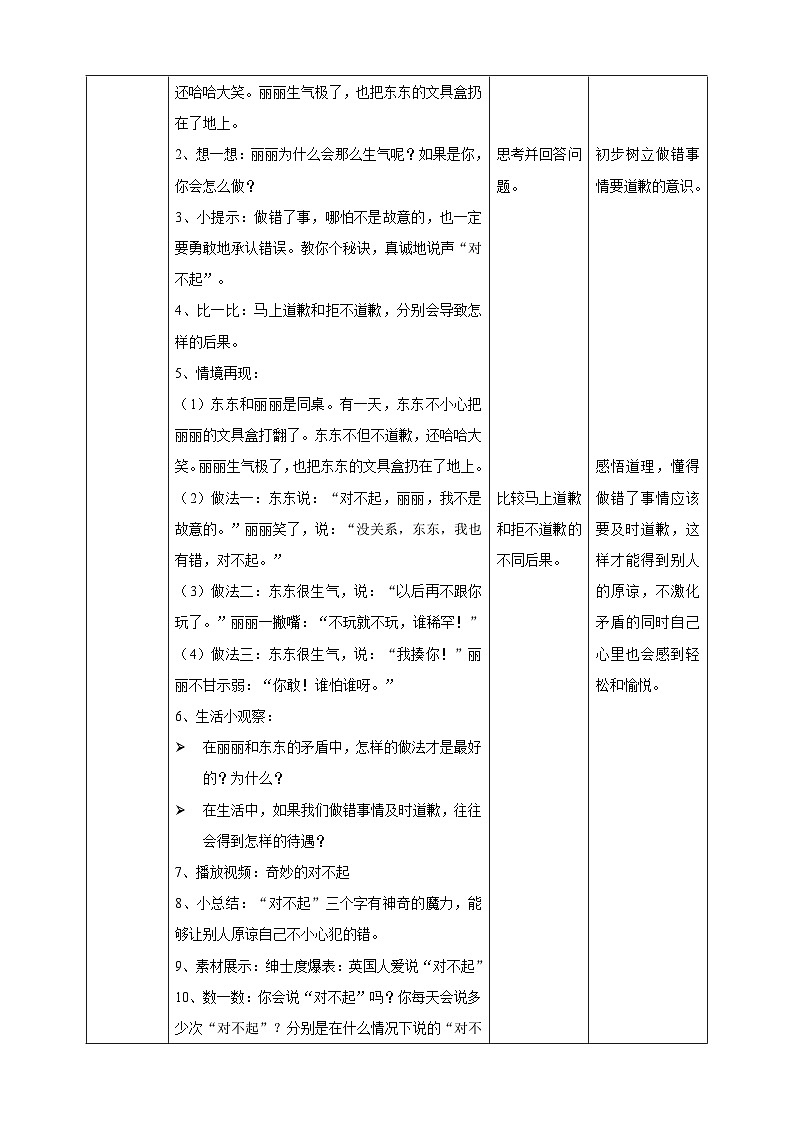 北师大版心理健康一年级下册14.《我会说“对不起”》课件+教案+素材02