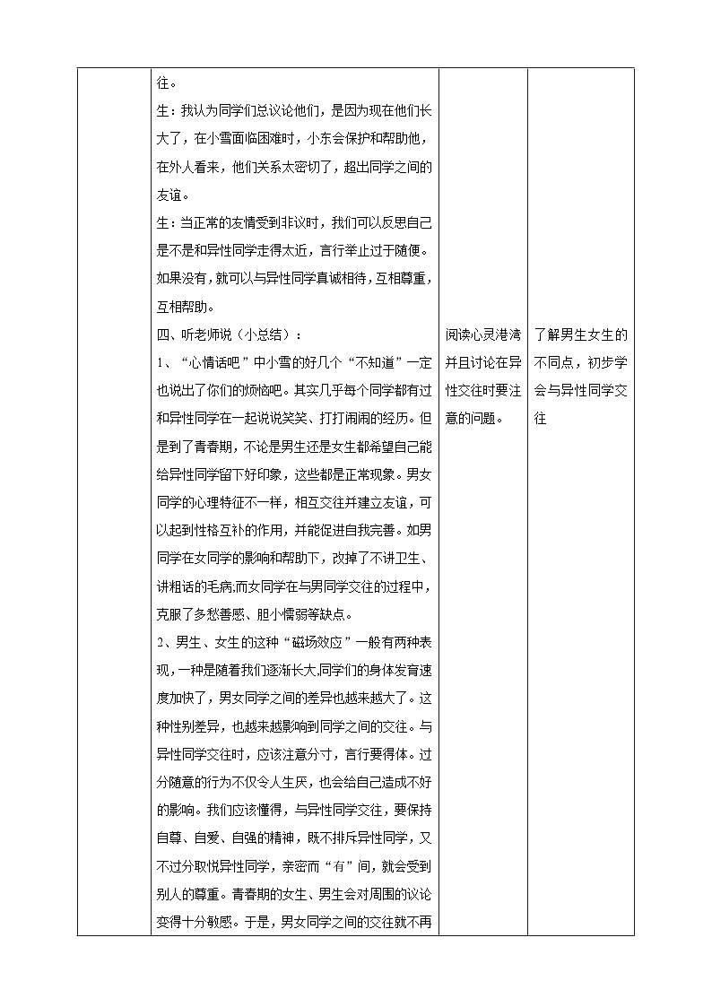 【北师大版】《心理健康》六年级上册 4 男生，女生 教学设计第2页
