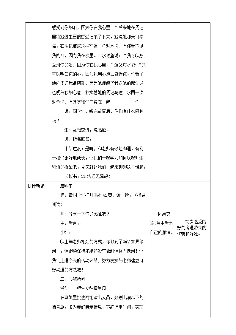 现代版心理健康五年级全册 11《沟通无障碍》教案第2页