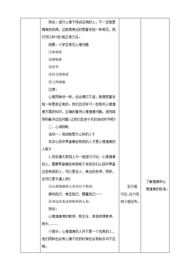 现代版心理健康五年级全册 16《心理健康知多少？》教案第2页