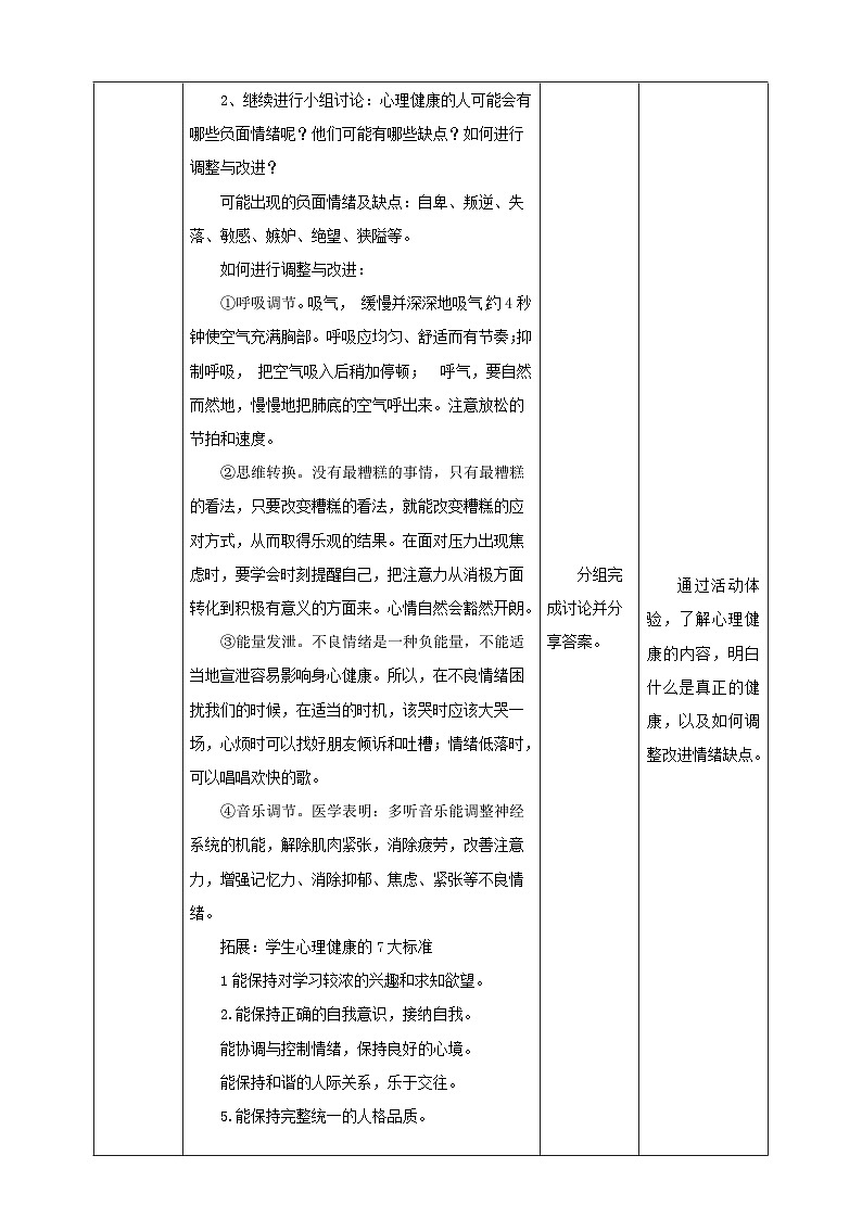 现代版心理健康五年级全册 16《心理健康知多少？》教案第3页
