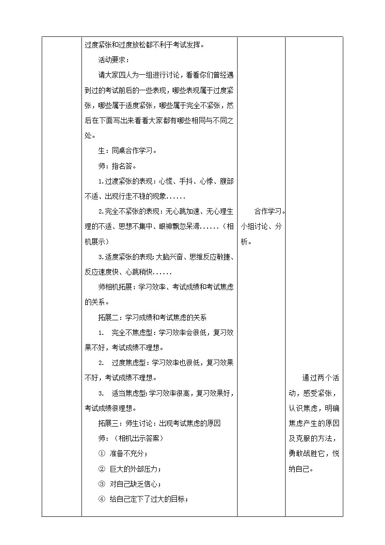 现代版心理健康六年级全册 15《轻轻松松上考场》教案第2页