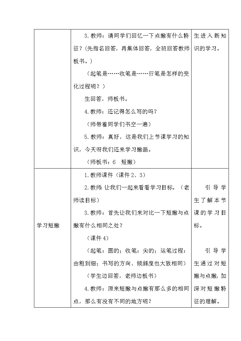 三年级下册书法教案－6短撇｜湘美版第2页