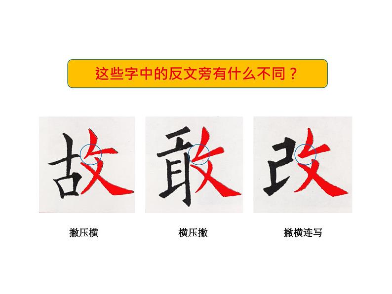 小学书法北师大版 五年级下册 反文旁 《反文旁》课件PPT05