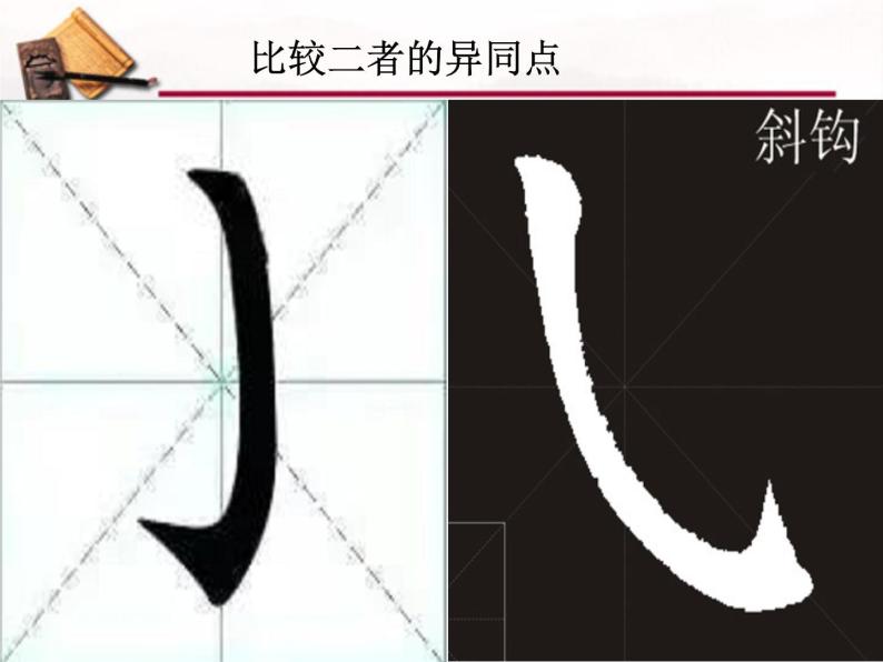 小学书法练习指导湘美版四年级上册第3课 斜钩示范课课件ppt-教习网|课件下载