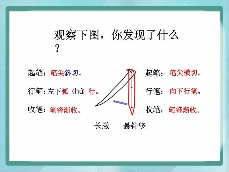 三年级上册书法课件－6.长撇｜北师大版第6页