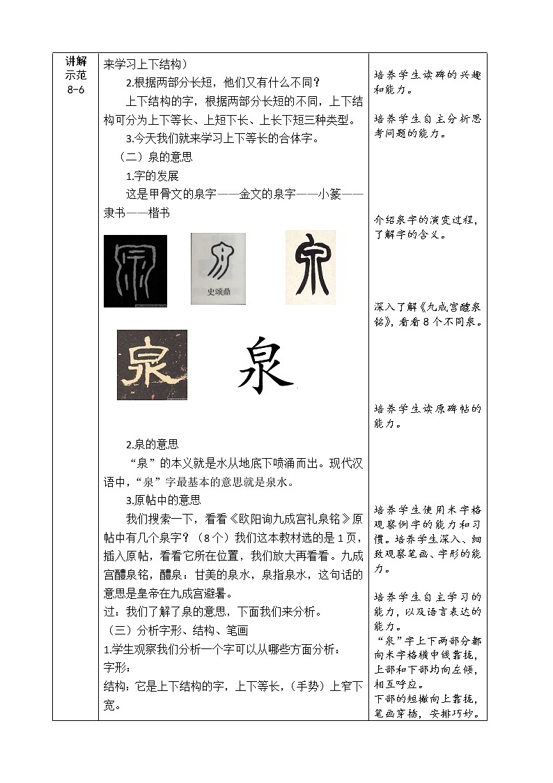 人美版六年级书法上册《上下结构 》教案02