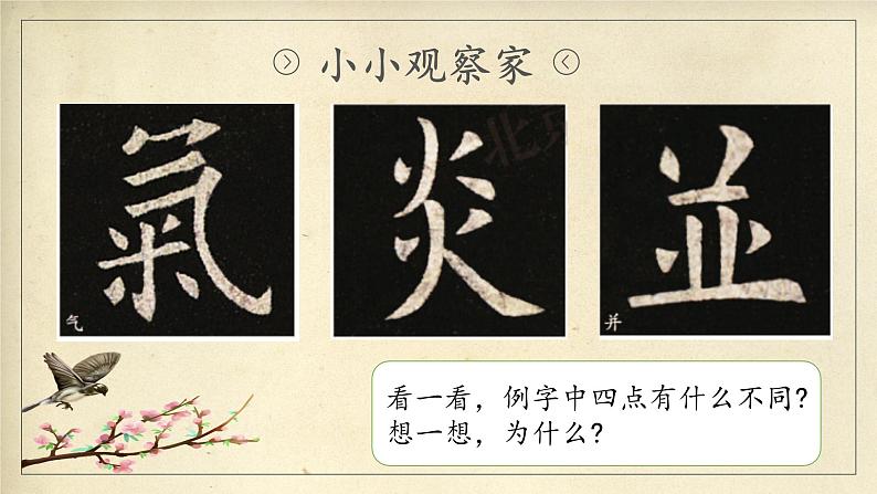 北师大版三年级下册书法指导第15课《四点分散》课件04