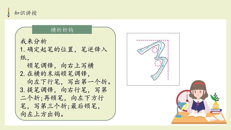人美版三年级下册书法指导第15课《横折折钩》课件08