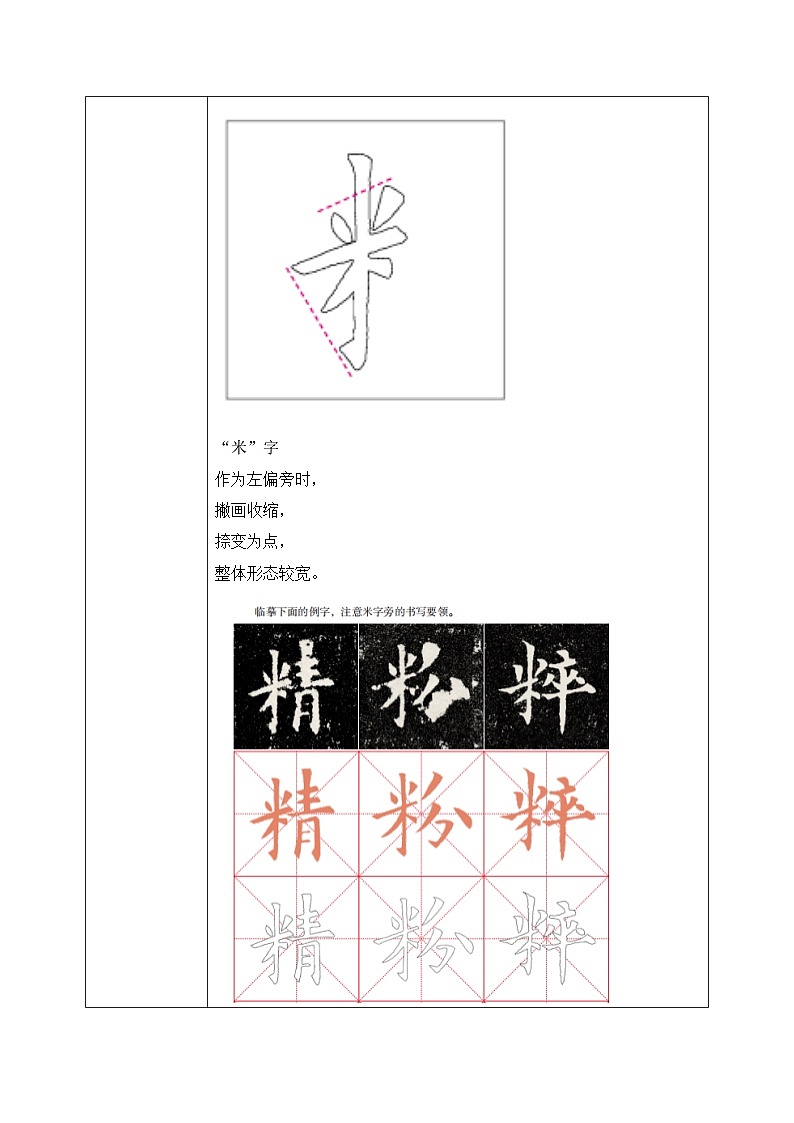 人美版四年级下册书法指导第13课《米字旁》教案第2页