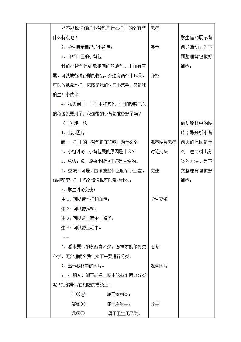 第二单元  秋天的童话  主题活动一《背上书包，去秋游》  教案第2页