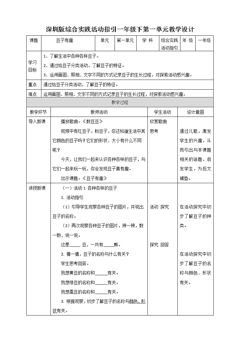 玩转豆子 第1单元 豆子有趣 课件+教案+素材01