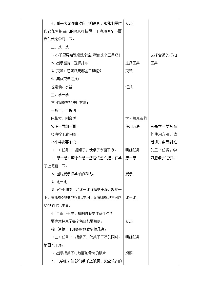 【内蒙古版综合实践】一年级第三单元 我是劳动小能手  主题活动一《我会擦桌子》课件+教案02