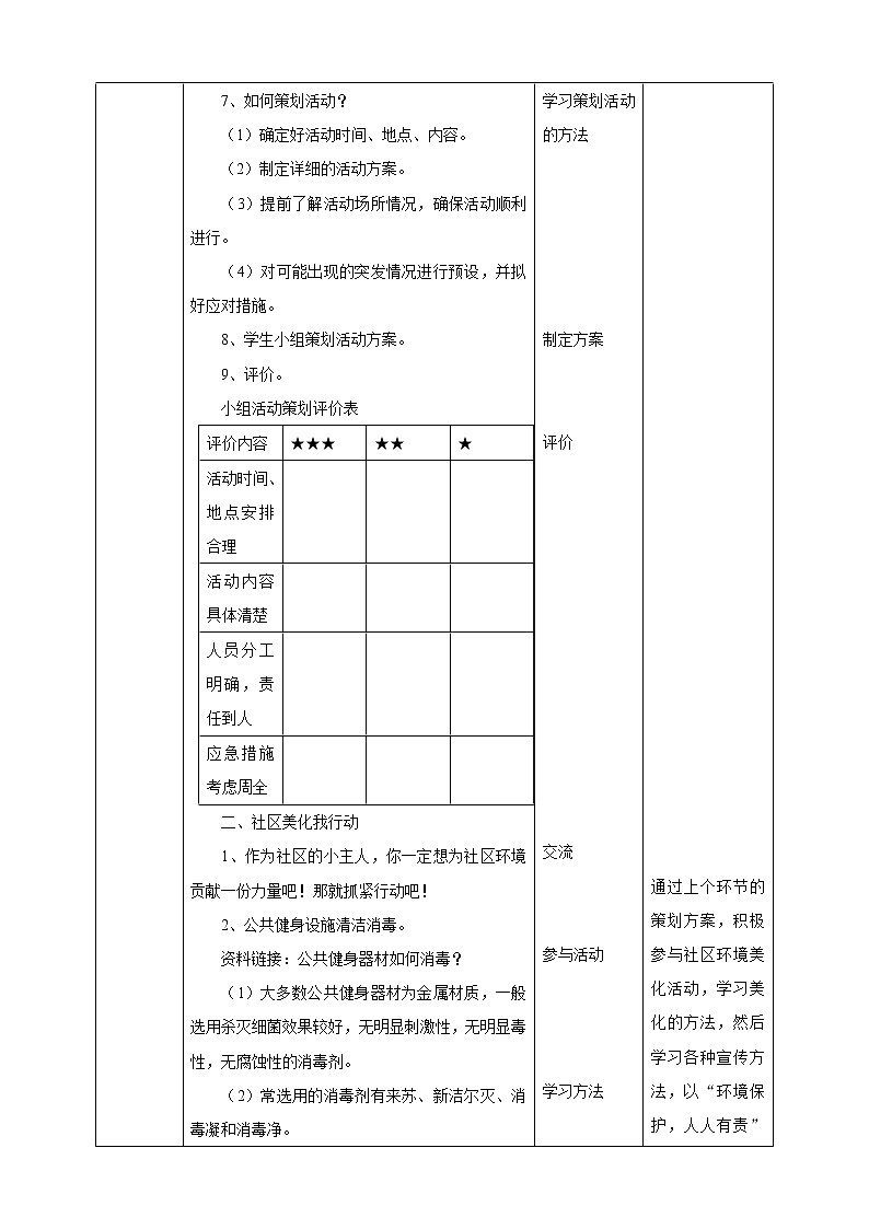 第二单元 社会服务  主题活动一《美化社区我参与》  教案第2页