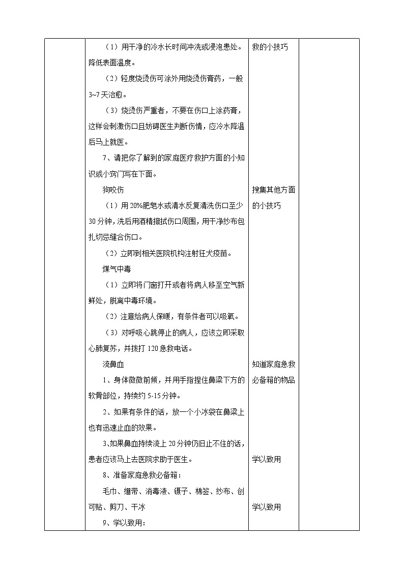 第四单元 职业体验及其他  主题活动三《我是家庭小医生》  教案第3页