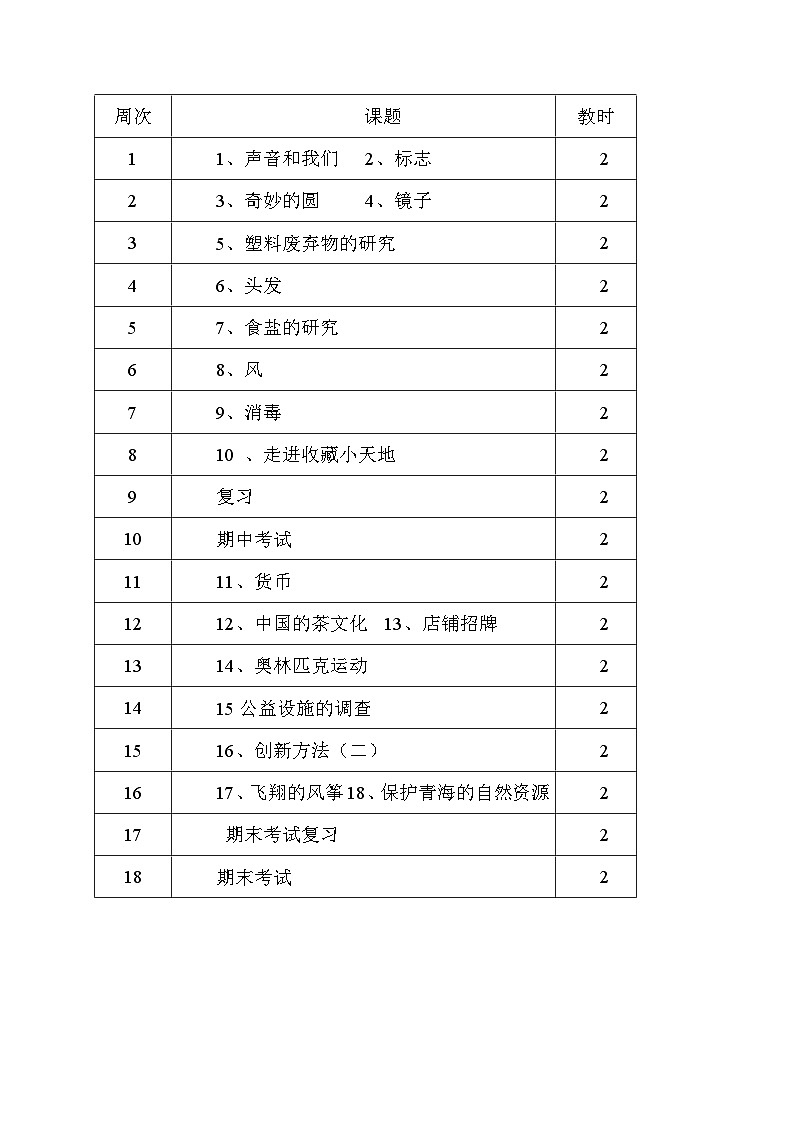 三年级综合实践教学计划03