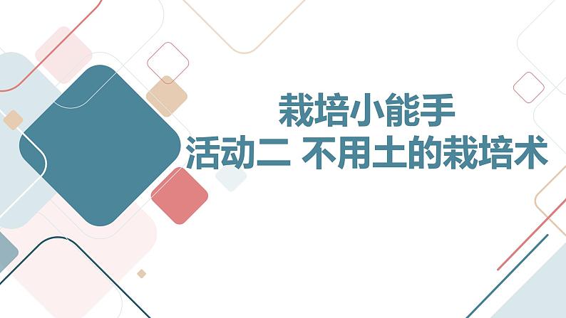 沪科黔科版五年级上册综合实践活动 活动二 不用土的栽培术（课件）01