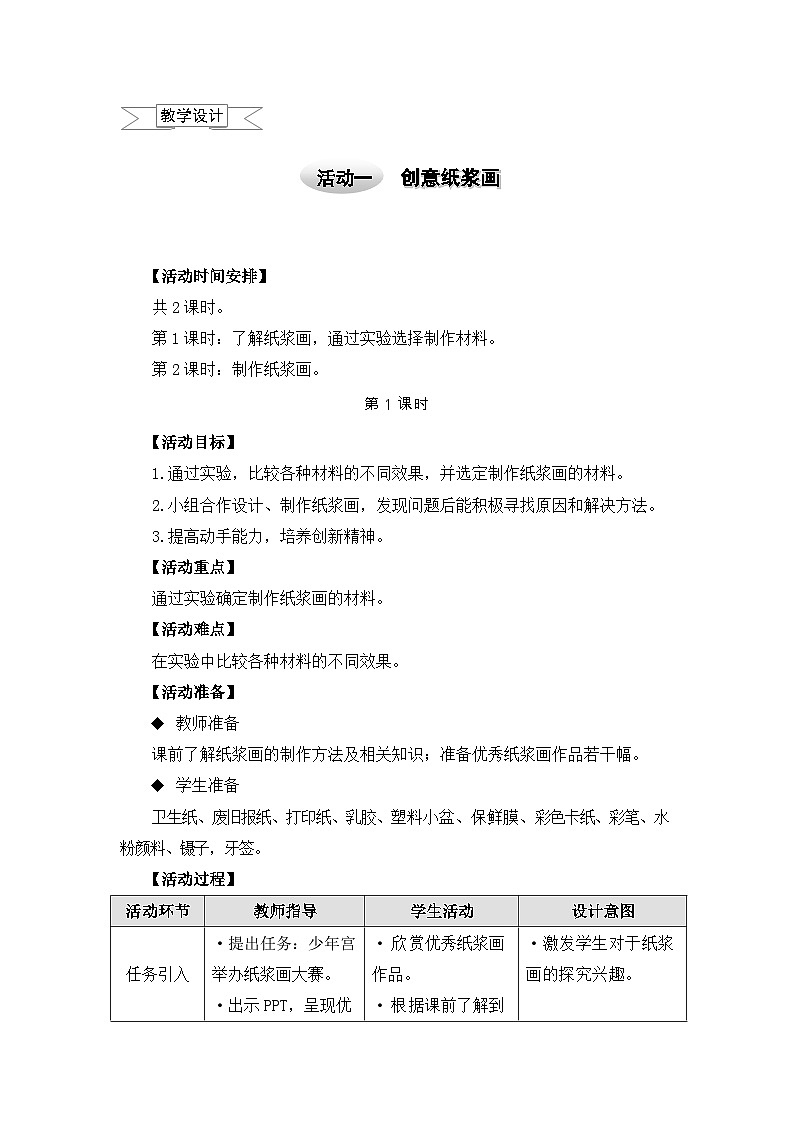 8.1创意纸浆画 教案第1页