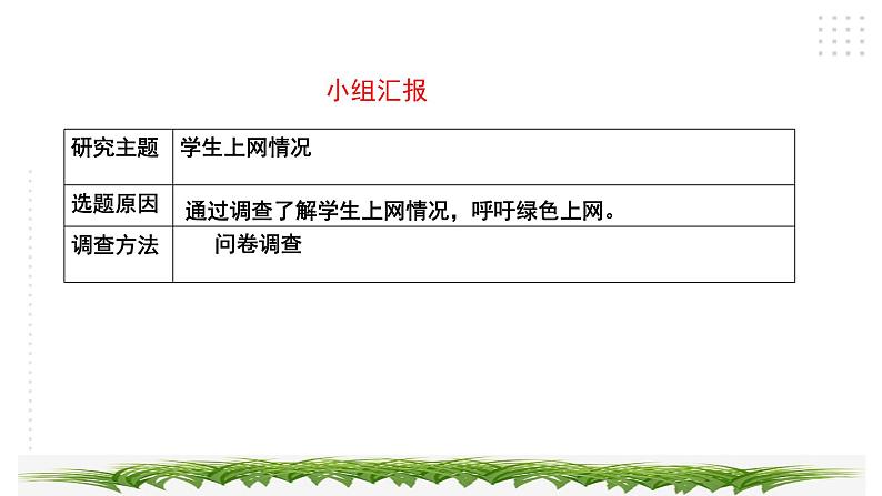 三年级综合实践活动指导第1单元主题活动四《学生上网小调查》第6页