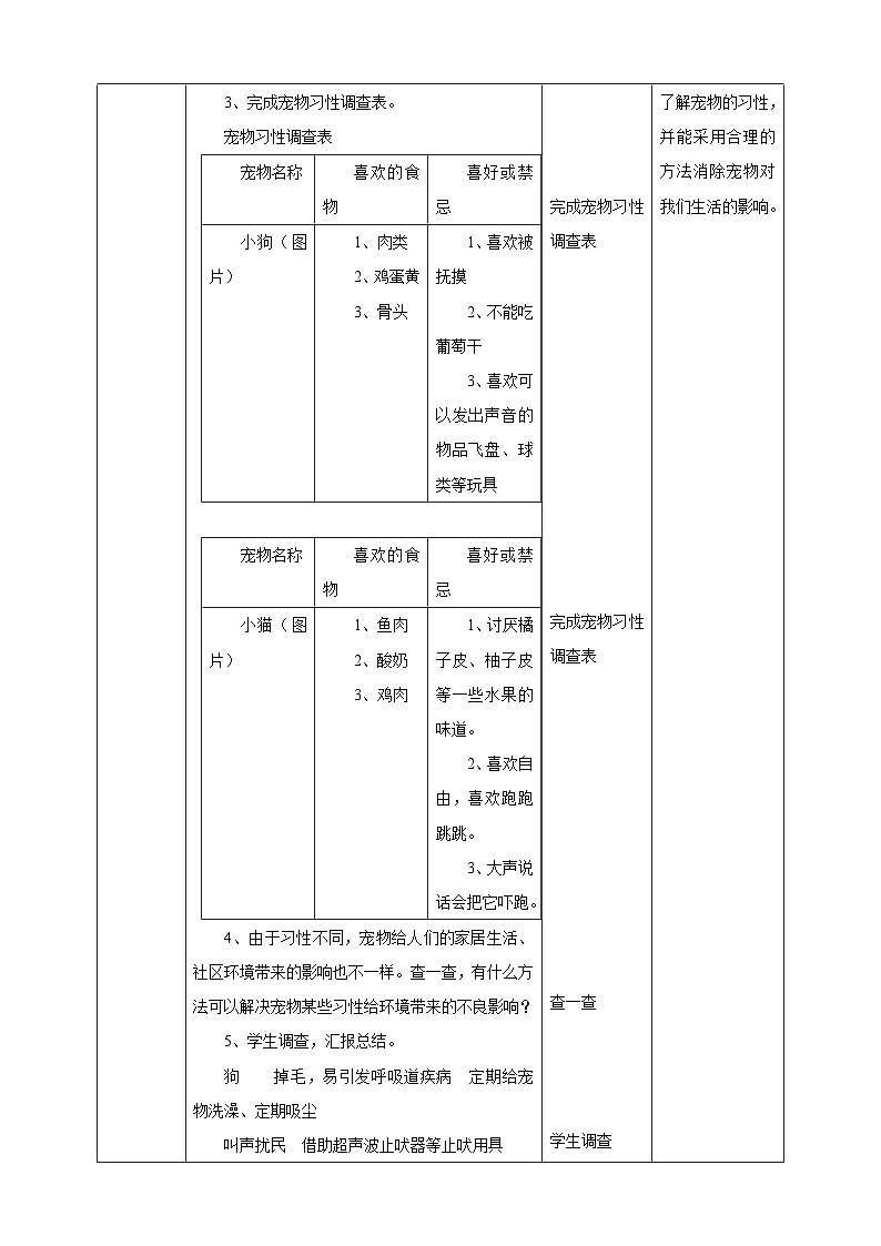 粤教版三年级下册综合实践活动第二单元《家有宠物》第二课时  教案第3页