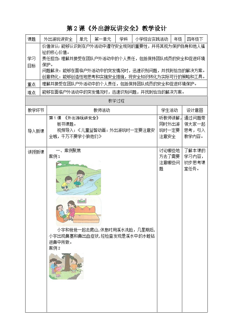 【沪科·黔科版】四下综合实践  户外活动安全记心中 第二课《外出游玩讲安全》课件+教案+素材01