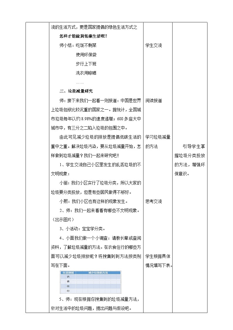 综合实践活动指引  三年级第二单元第一课时《环保生活小联盟》教案第2页