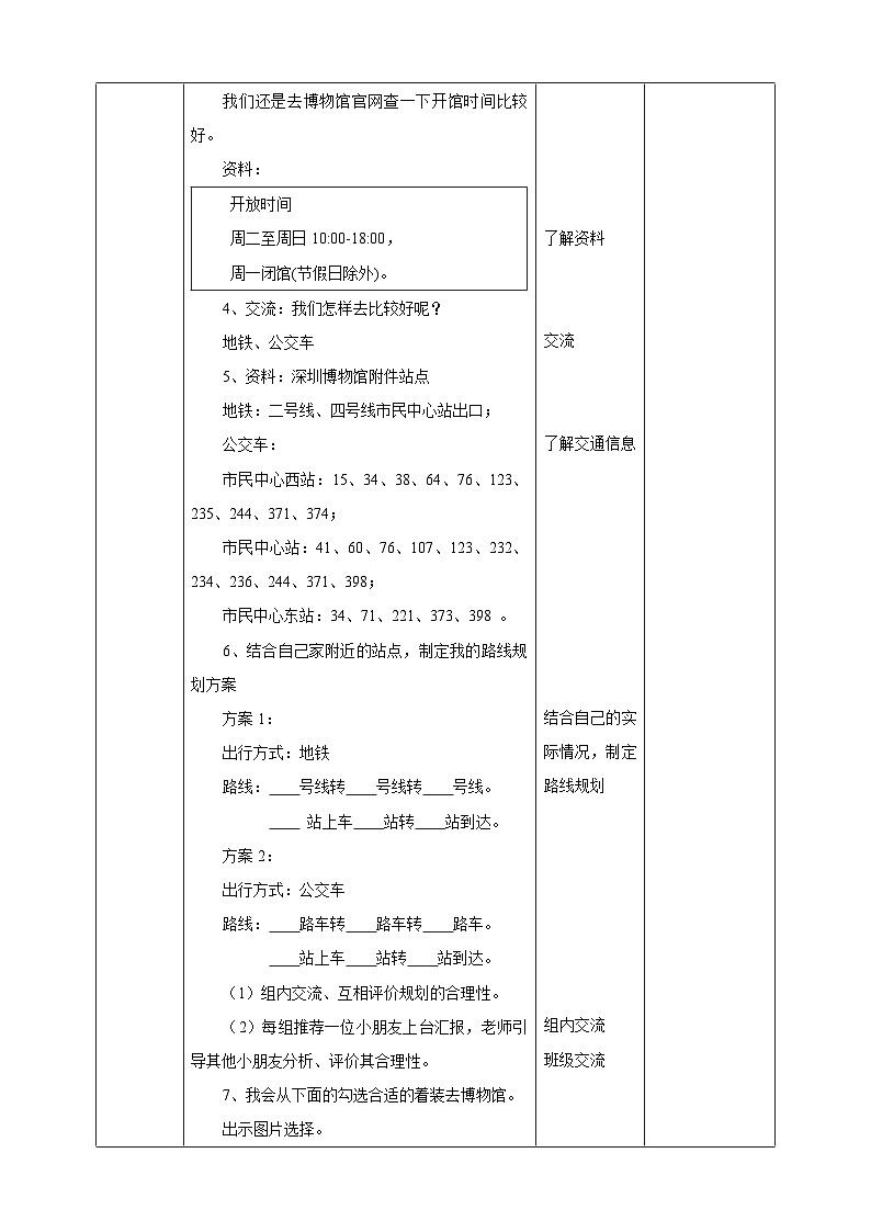 综合实践活动指引 二年级 遇见过去——博物馆之旅 第二课时《博物馆之行我计划》教案第2页