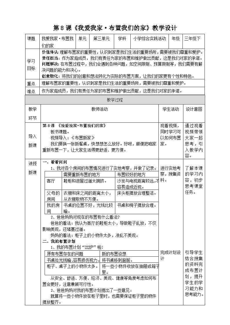 【沪科·黔科版】三下综合实践  我爱我家 活动二《布置我们的家》课件+教案+素材01