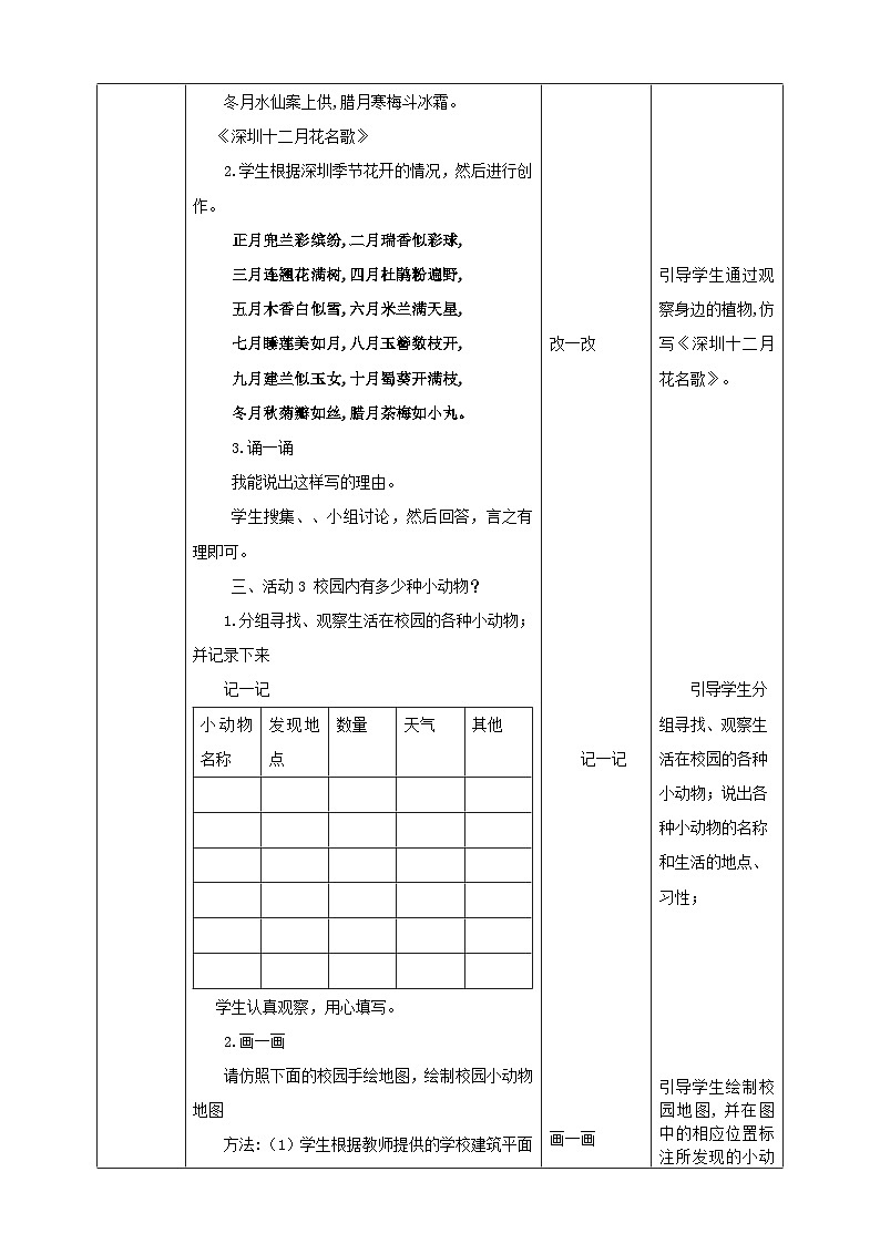 深圳版综合实践活动指引四年级 第二单元“藏” 在校园中的小生灵 教案第3页