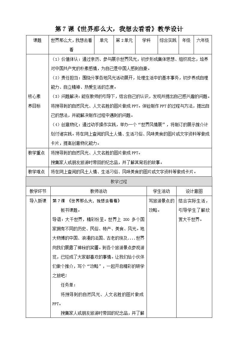 【内蒙古版】六下综合实践  第二单元 主题活动三《世界那么大，我想去看看》课件+教案+素材01