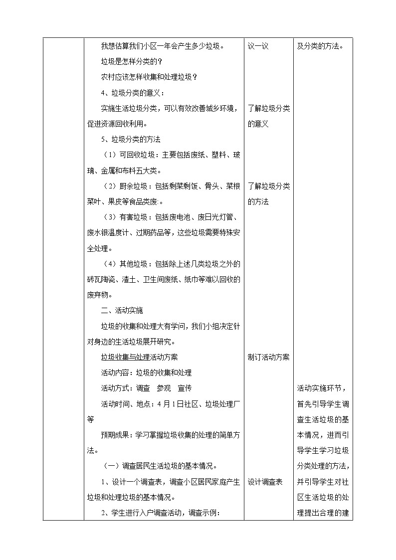 湘科版综合实践活动五年级4.《生活垃圾的研究》教案第2页