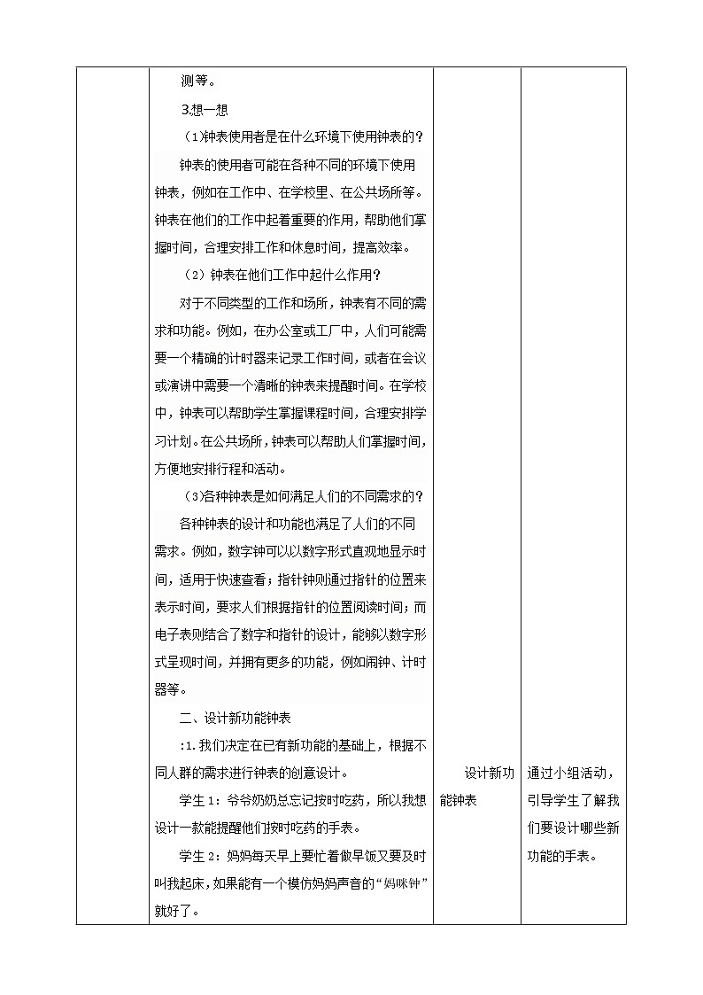 【沪科+黔科版】《综合实践活动》六上 探寻钟表世界 活动二《创意钟表我设计》教案第3页